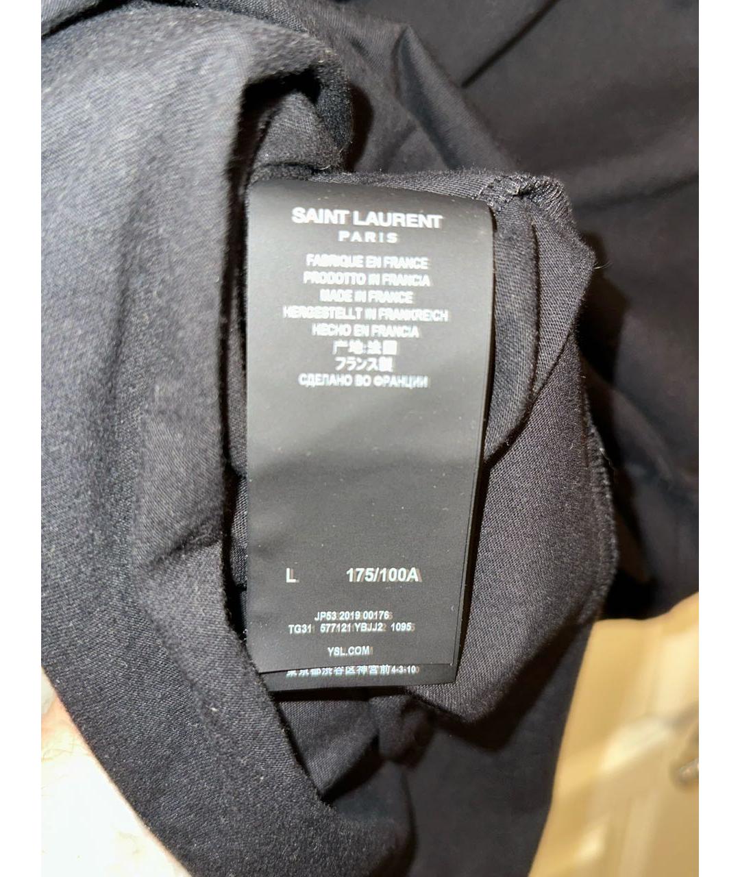 SAINT LAURENT Черная хлопковая футболка, фото 4