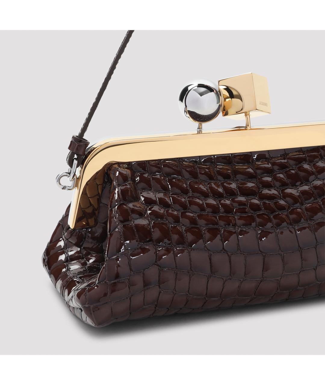 JACQUEMUS Коричневая кожаная сумка через плечо, фото 3