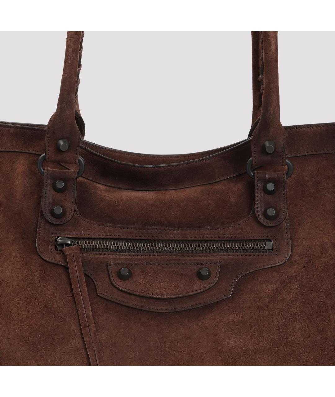 BALENCIAGA Коричневая замшевая сумка тоут, фото 5