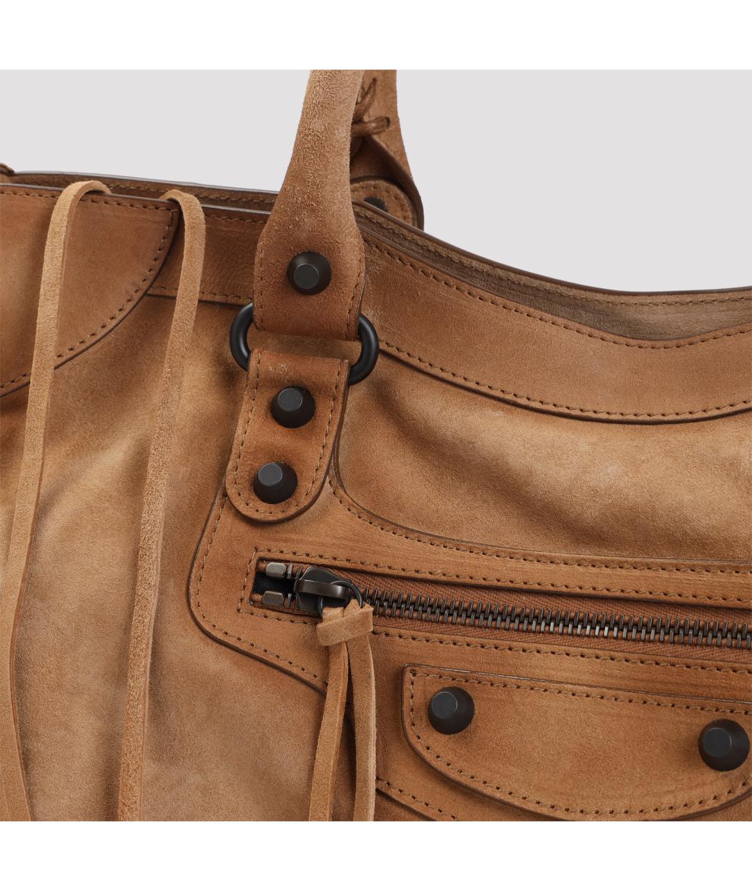 BALENCIAGA Коричневая замшевая сумка тоут, фото 5