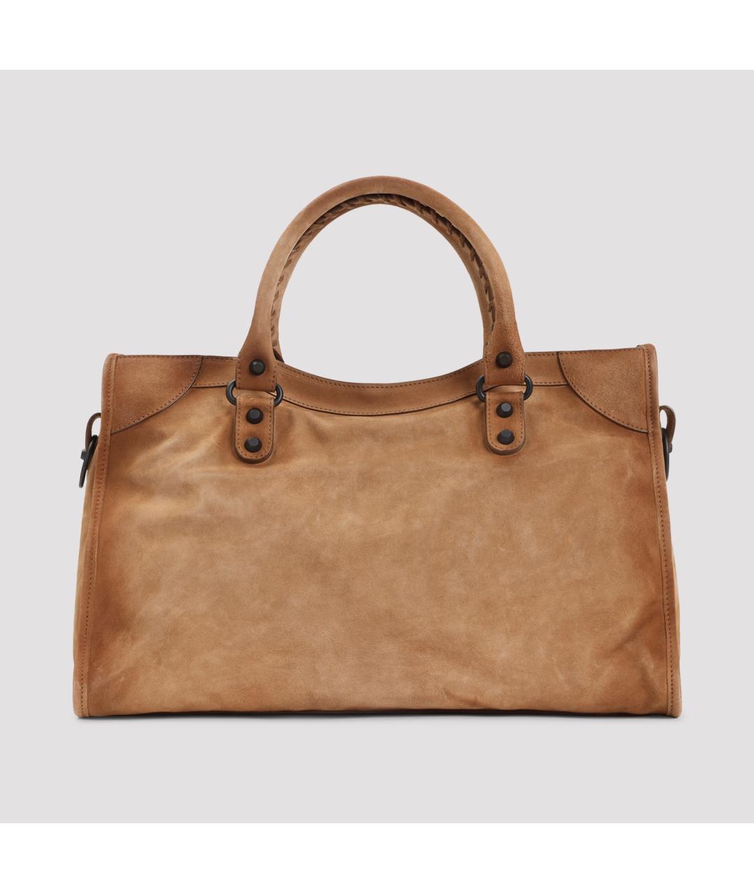 BALENCIAGA Коричневая замшевая сумка тоут, фото 4