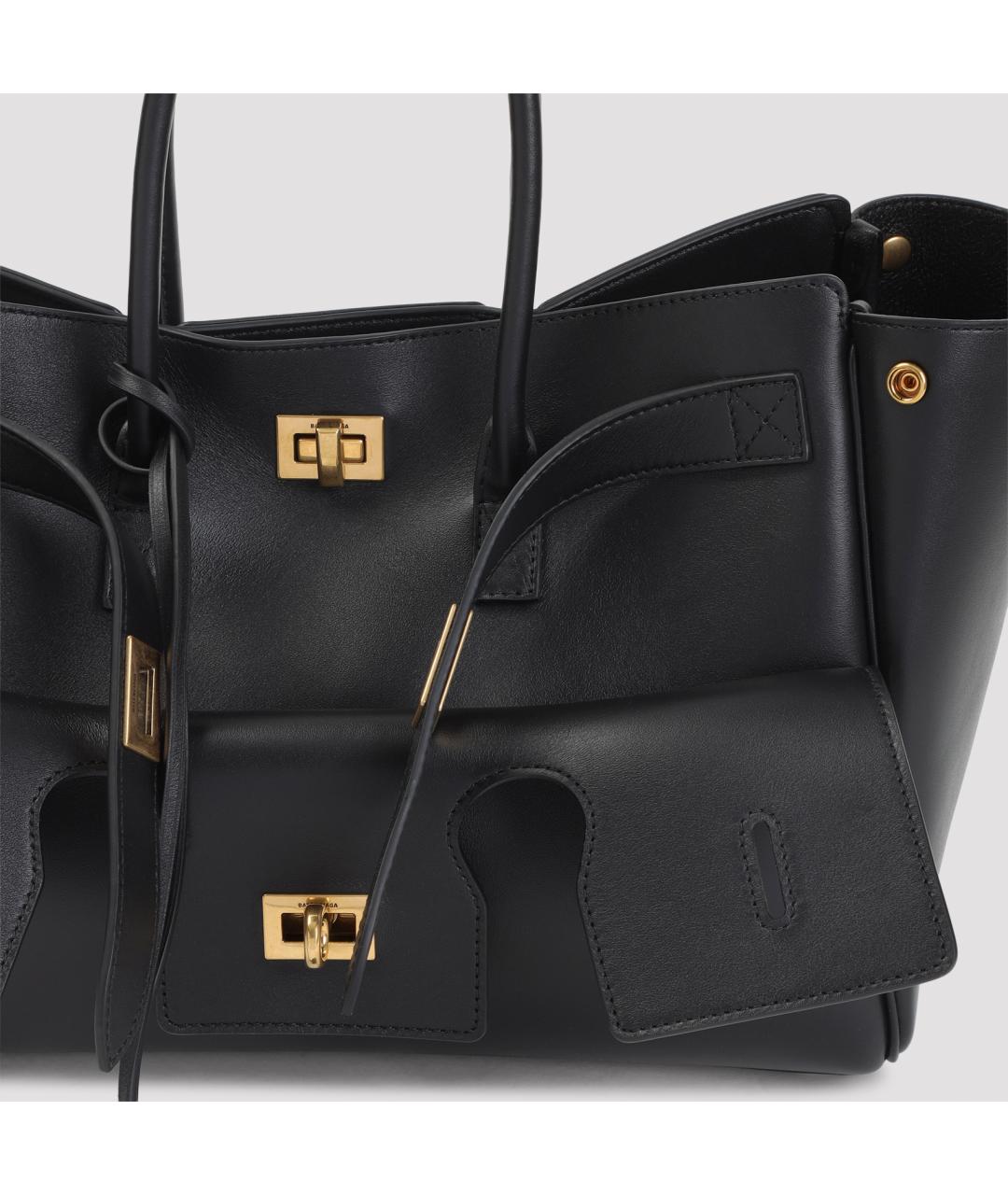 BALENCIAGA Черная кожаная сумка тоут, фото 5