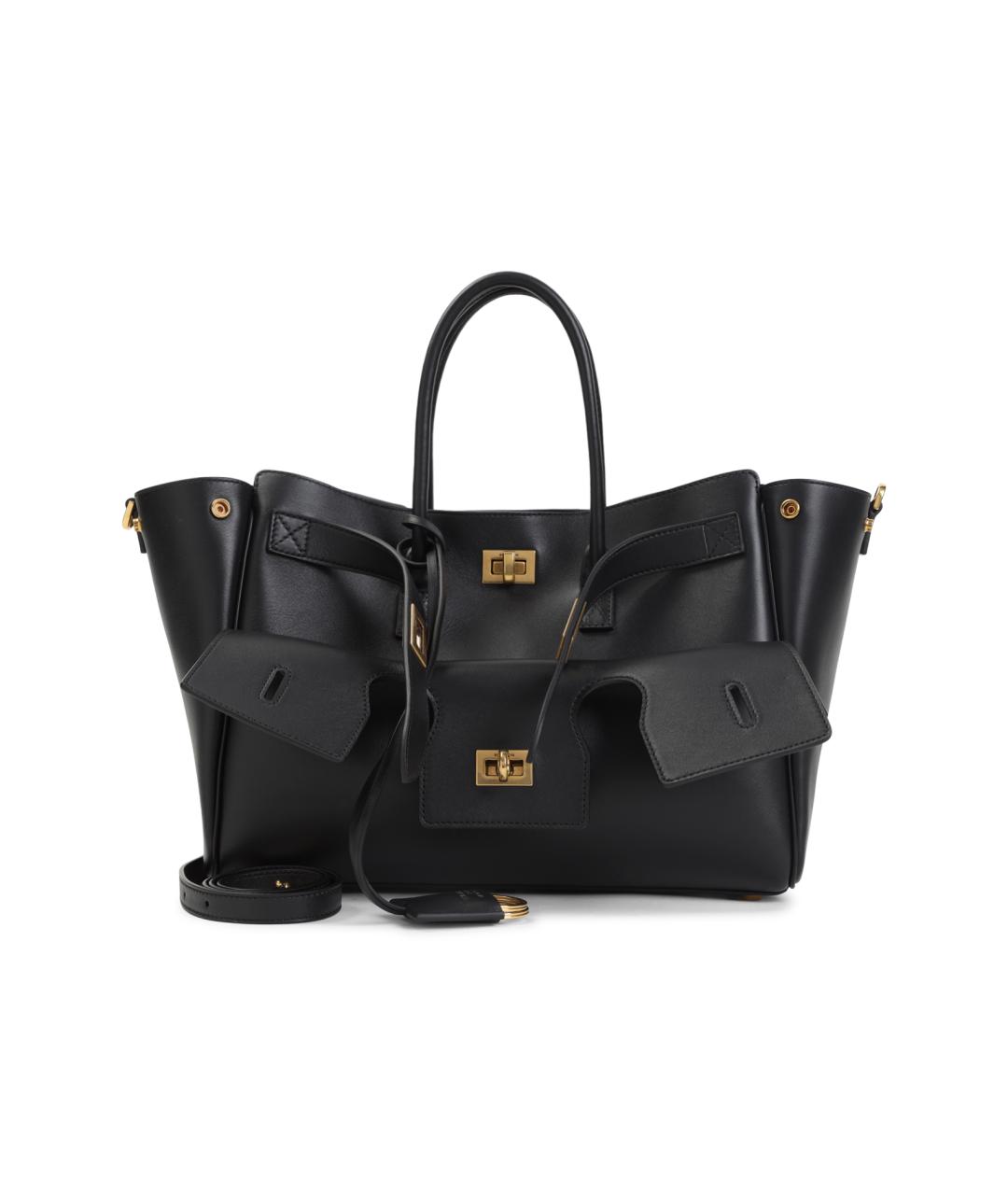 BALENCIAGA Черная кожаная сумка тоут, фото 1