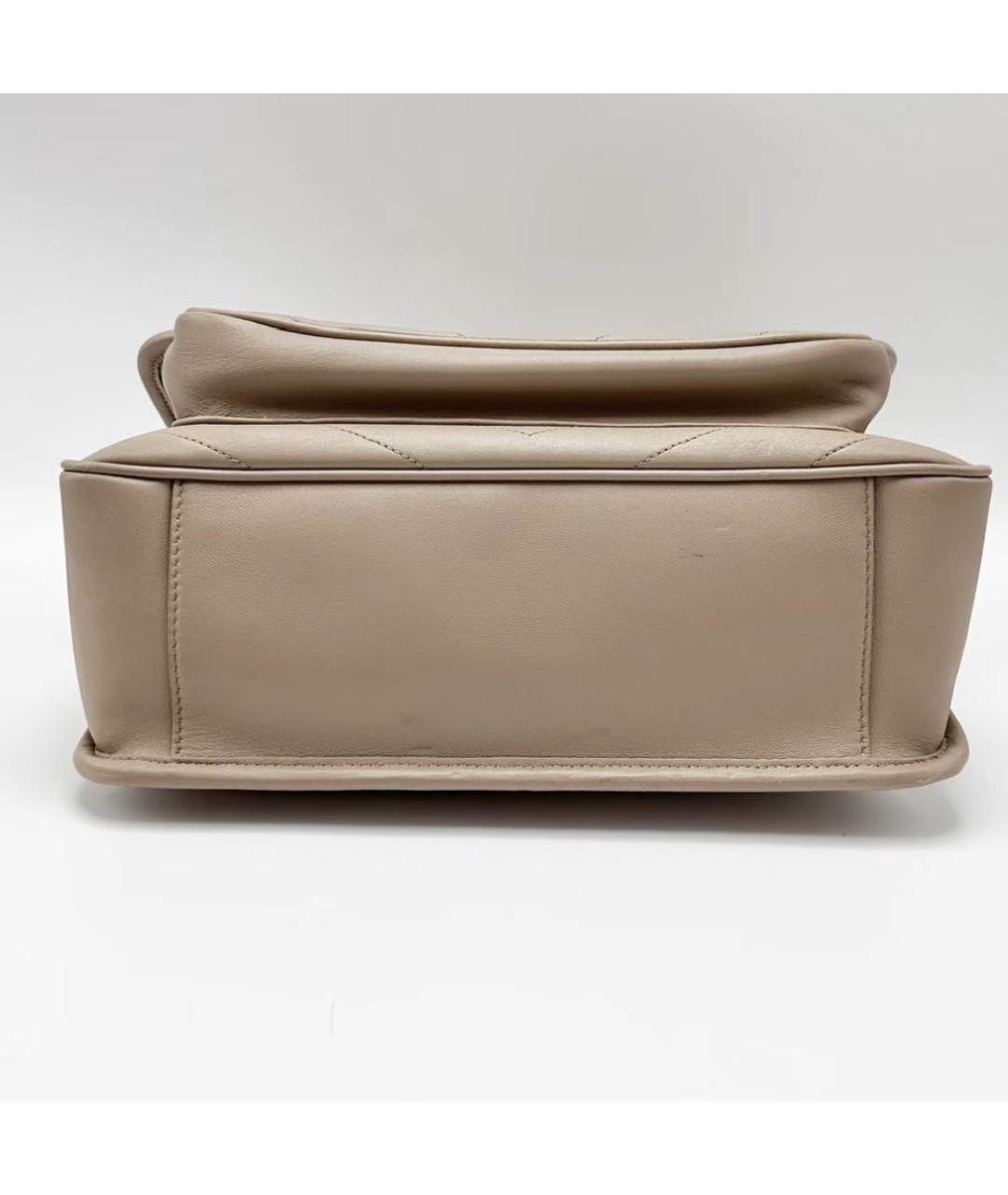 SAINT LAURENT Бежевая кожаная сумка через плечо, фото 5