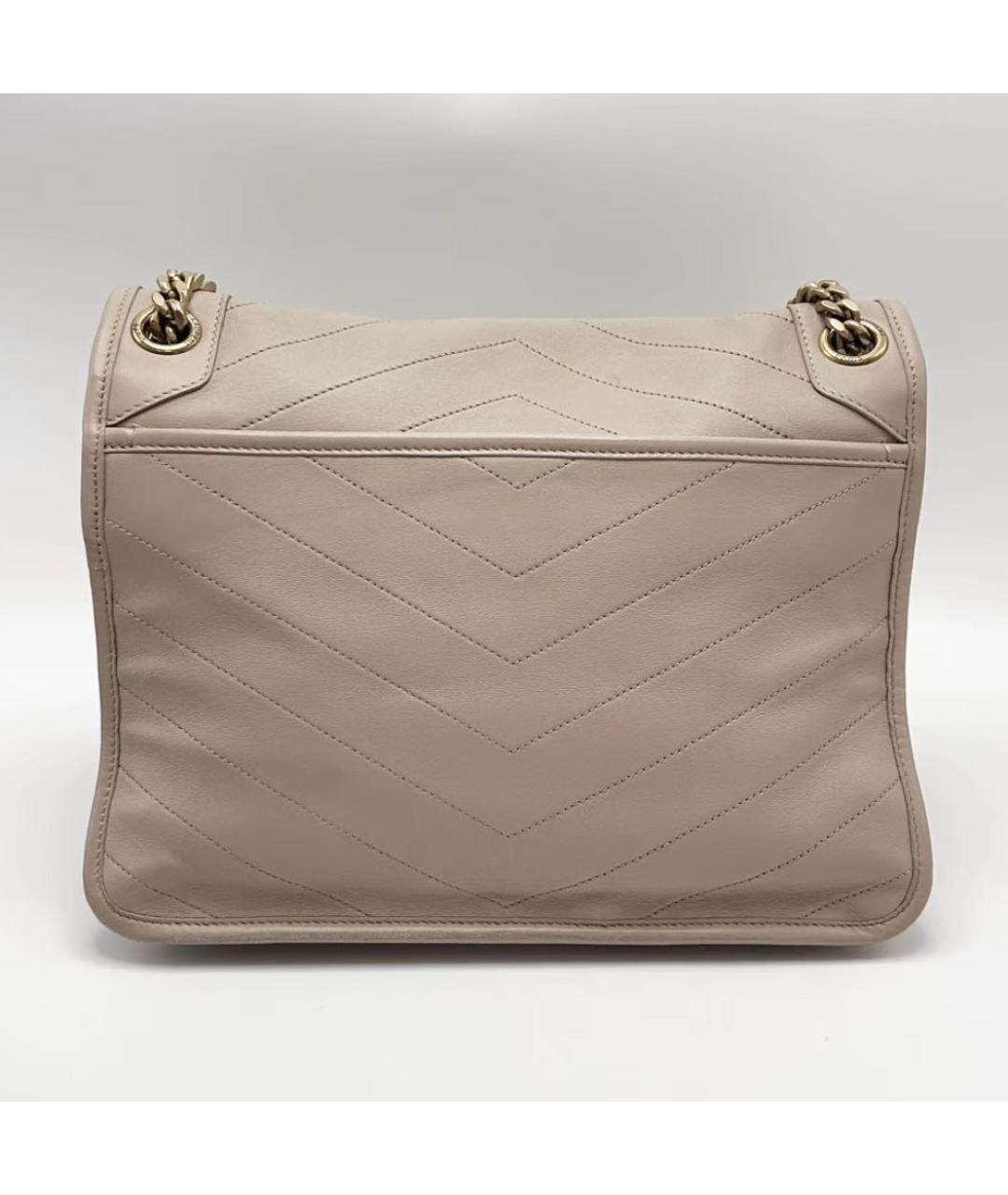 SAINT LAURENT Бежевая кожаная сумка через плечо, фото 3