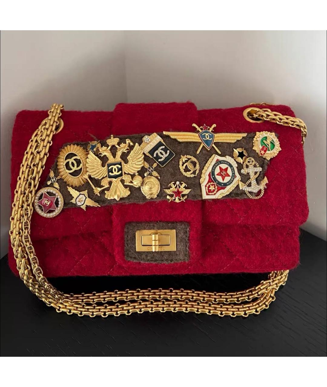 CHANEL Красная тканевая сумка через плечо, фото 4