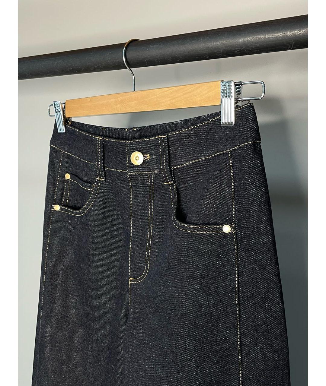 BRUNELLO CUCINELLI Темно-синие хлопковые прямые джинсы, фото 3