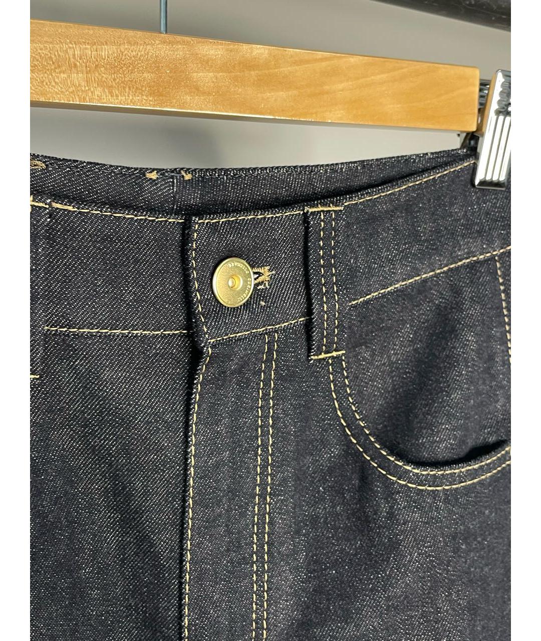 BRUNELLO CUCINELLI Темно-синие хлопковые прямые джинсы, фото 8