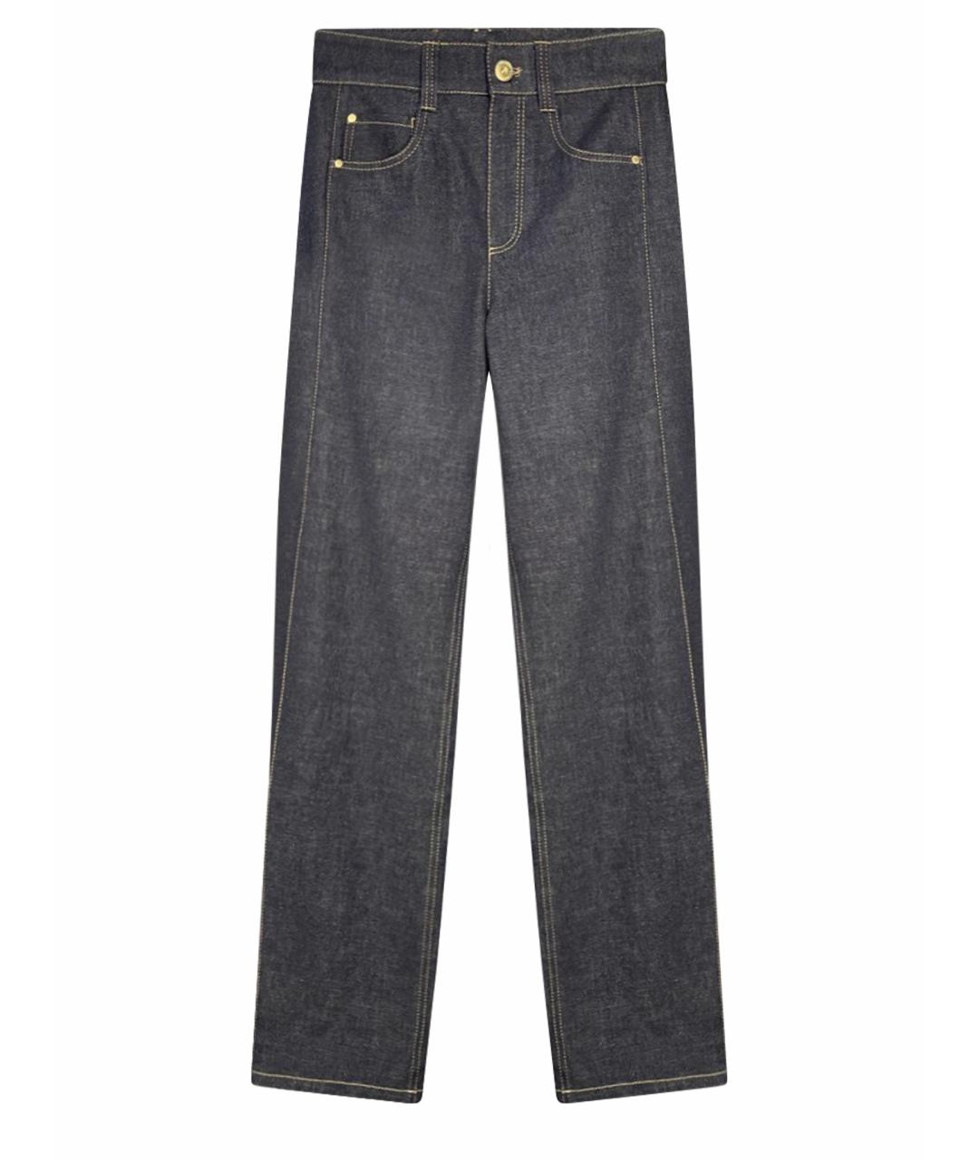 BRUNELLO CUCINELLI Темно-синие хлопковые прямые джинсы, фото 1