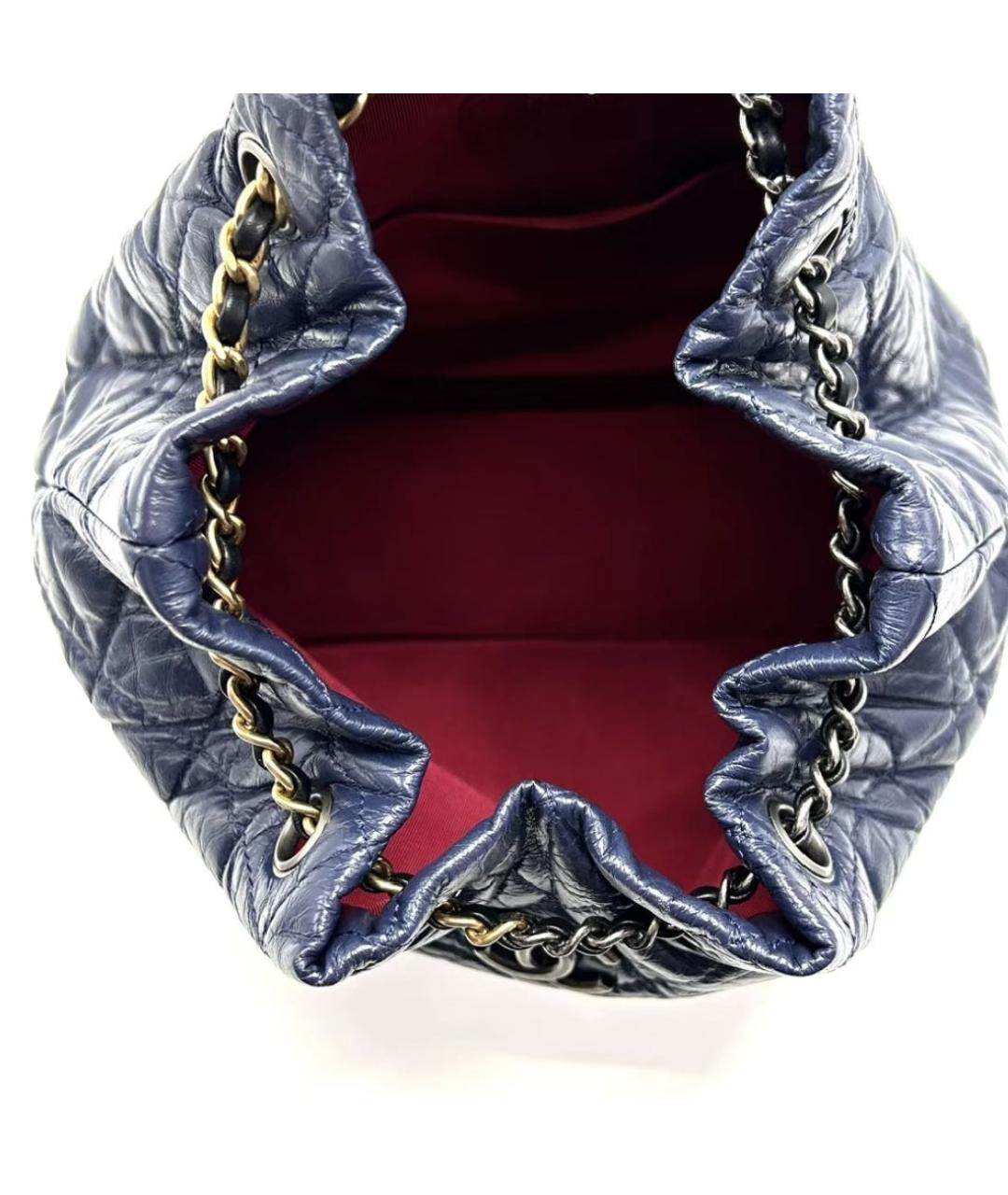 CHANEL Синий кожаный рюкзак, фото 4