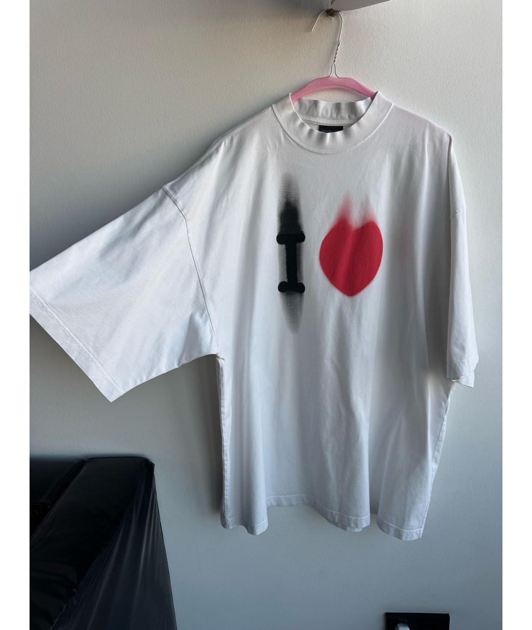 BALENCIAGA Белая хлопковая футболка, фото 6