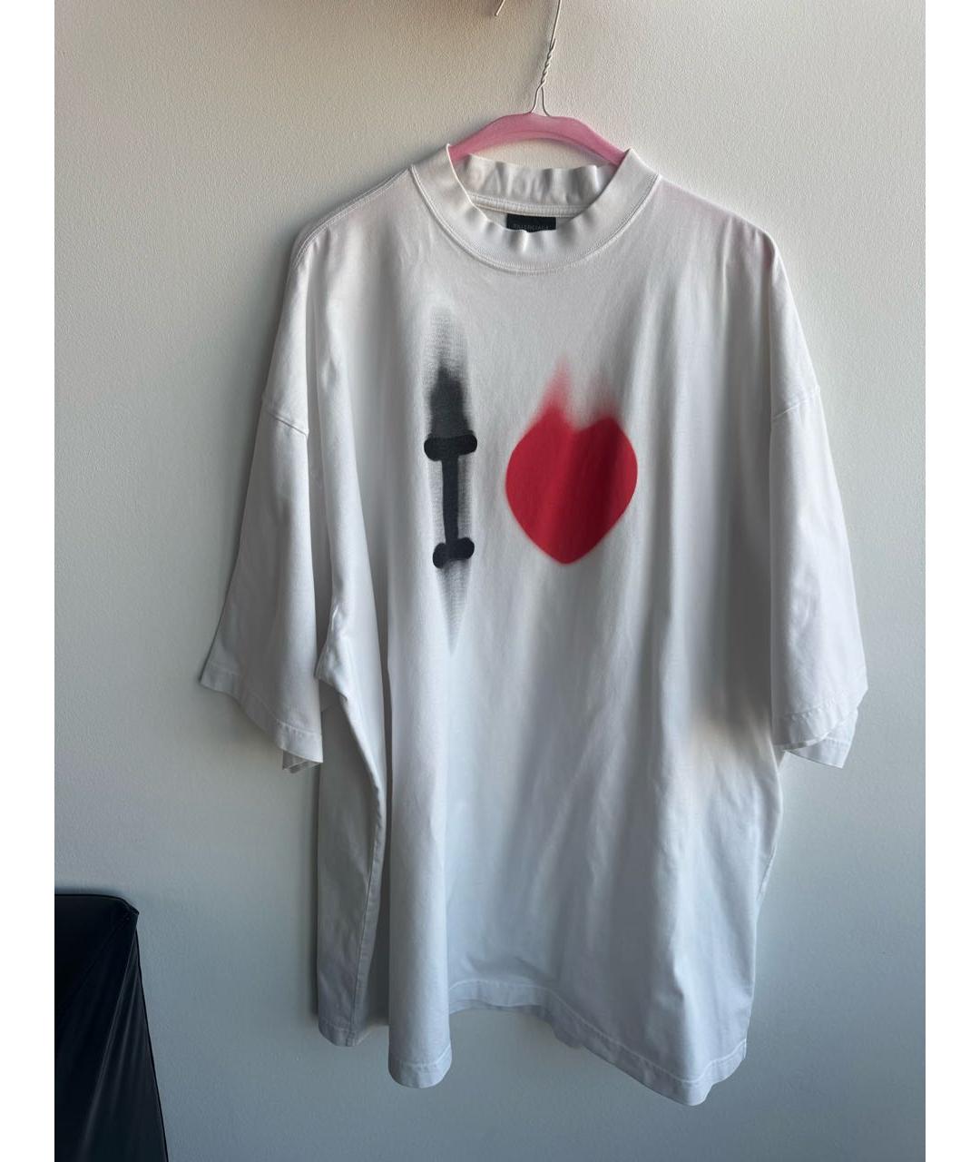 BALENCIAGA Белая хлопковая футболка, фото 7