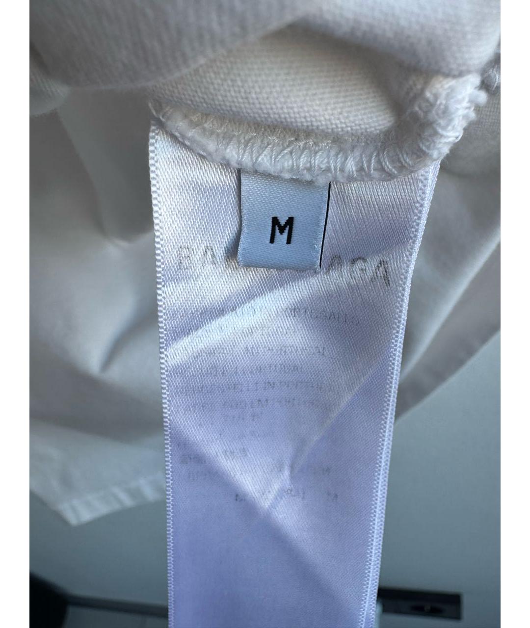 BALENCIAGA Белая хлопковая футболка, фото 4