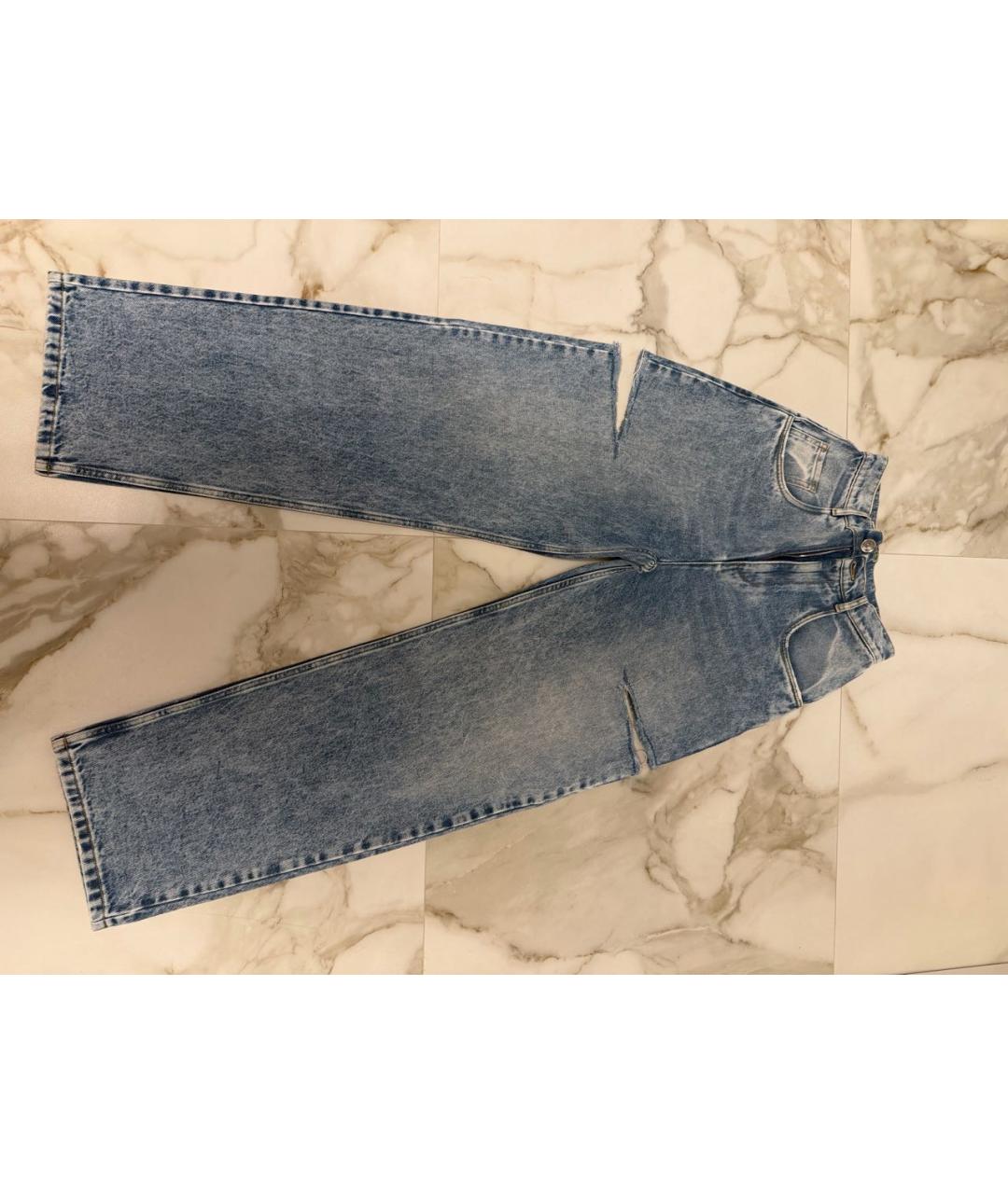 MAISON MARGIELA Голубые хлопковые прямые джинсы, фото 5