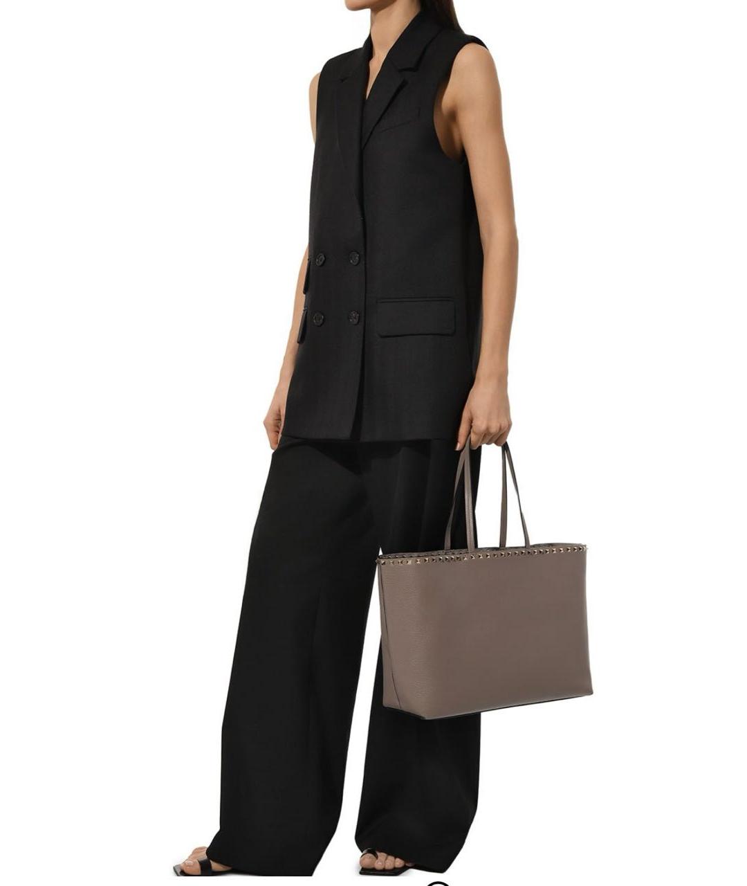 VALENTINO Бежевая кожаная сумка тоут, фото 6