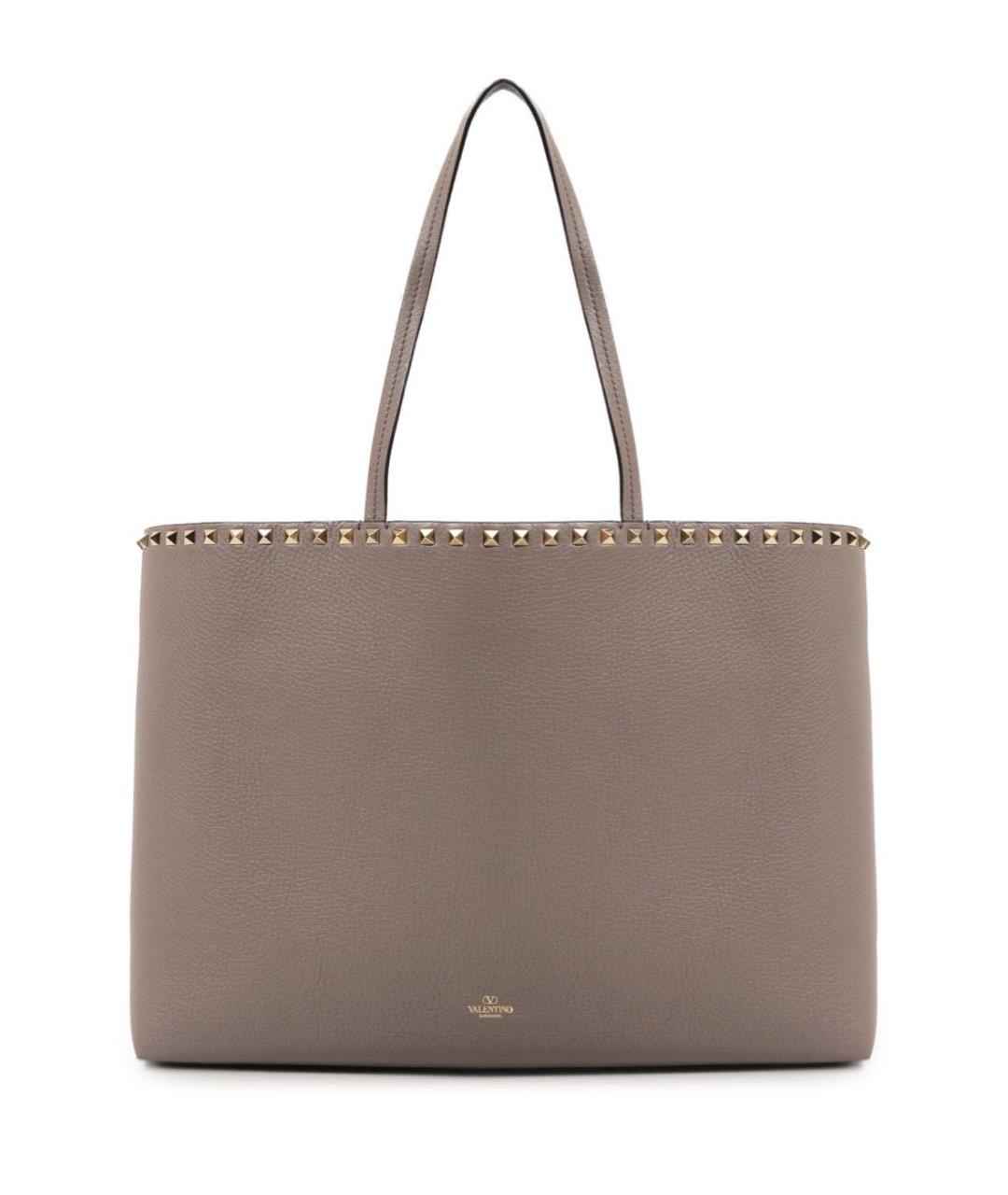 VALENTINO Бежевая кожаная сумка тоут, фото 1