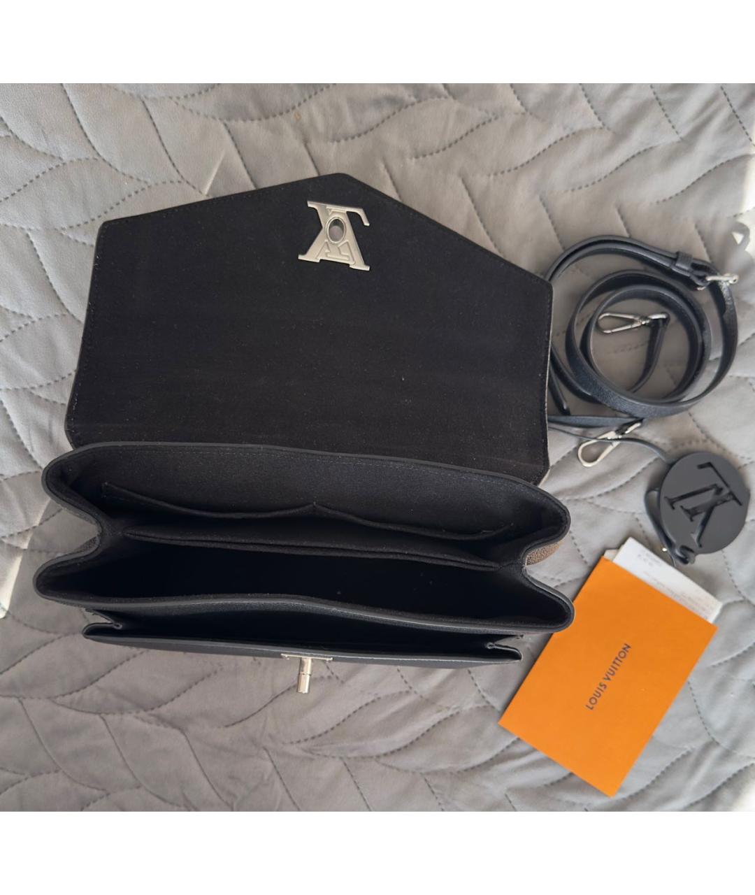 LOUIS VUITTON Черная кожаная сумка с короткими ручками, фото 4
