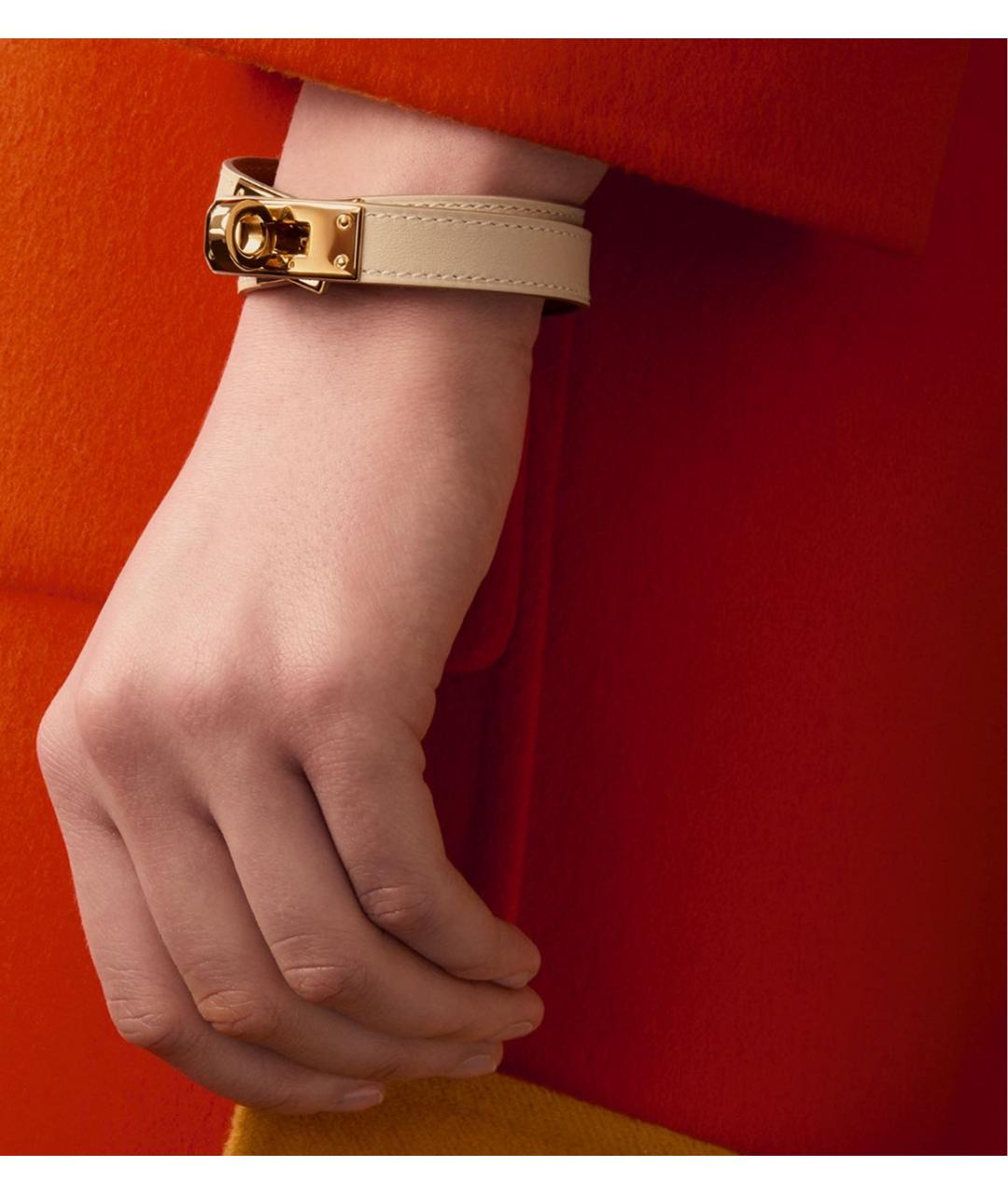 HERMES Белый кожаный браслет, фото 2