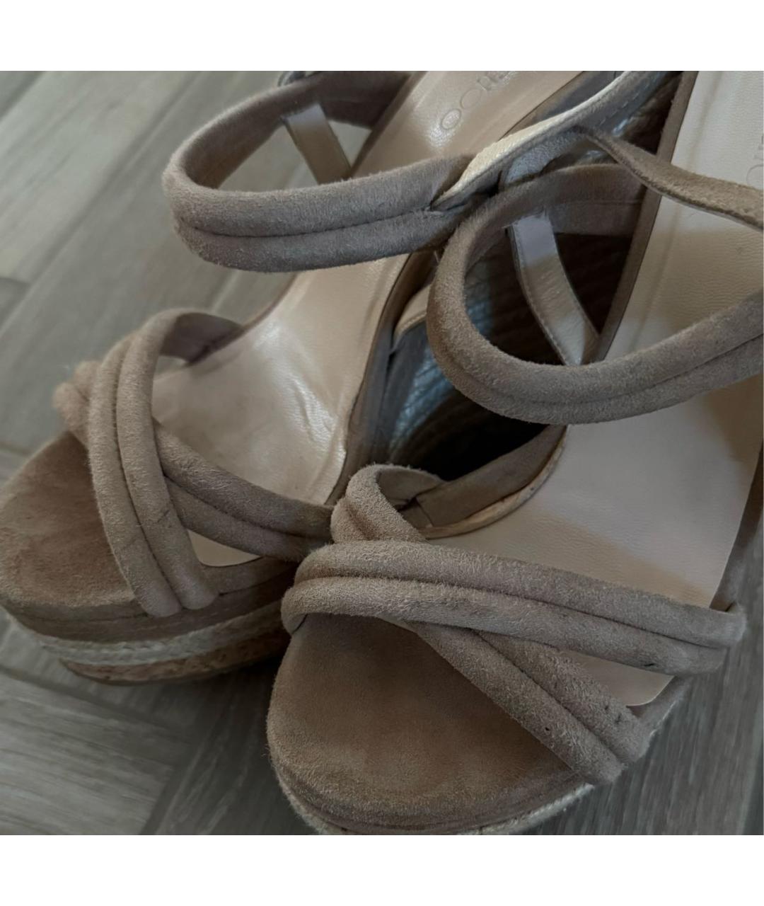 JIMMY CHOO Бежевые замшевые эспадрильи, фото 4