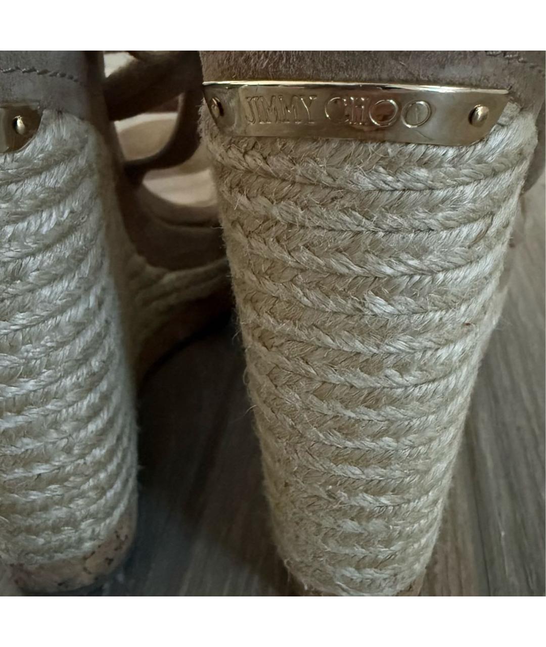 JIMMY CHOO Бежевые замшевые эспадрильи, фото 3