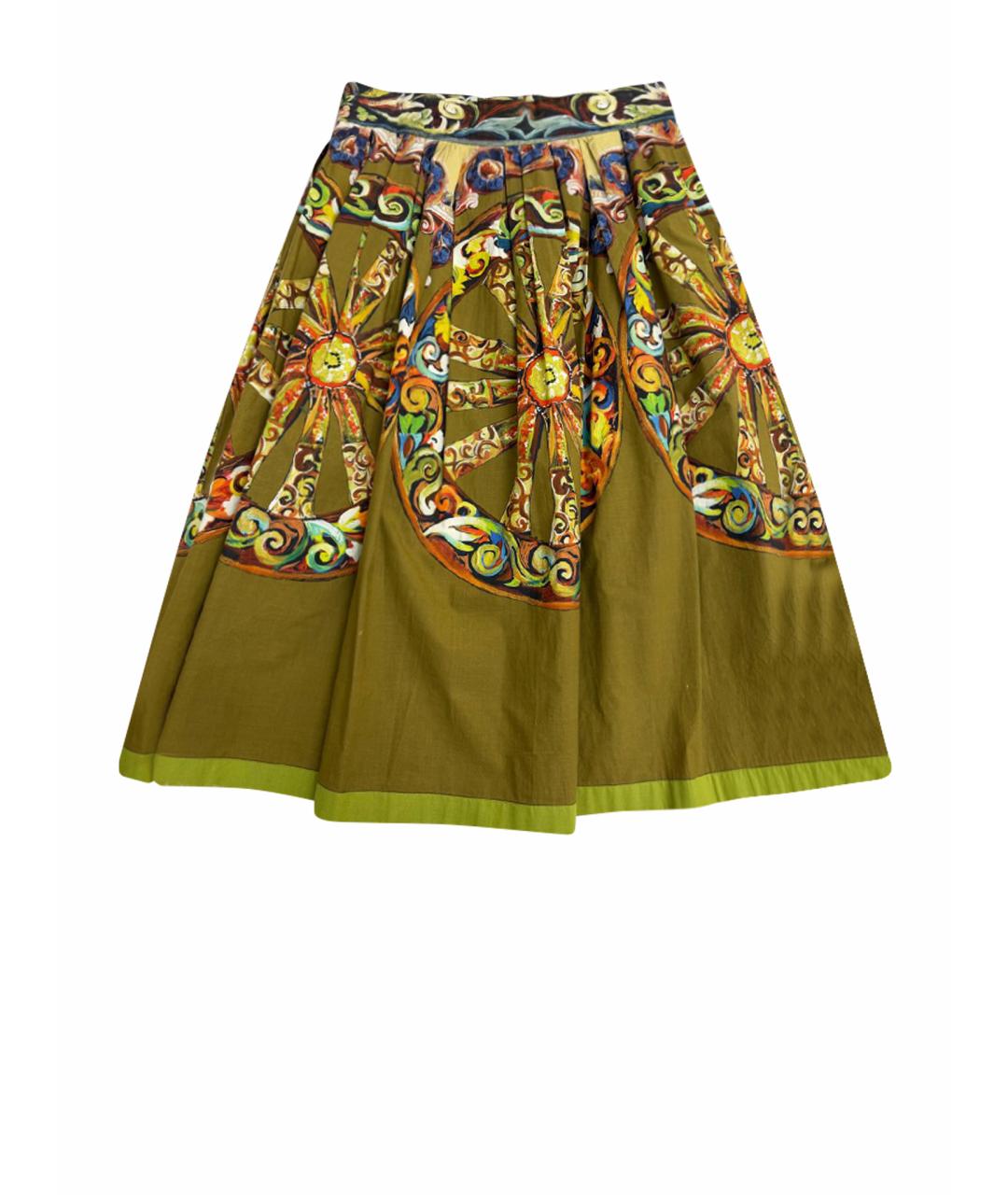 DOLCE&GABBANA Зеленая хлопковая юбка миди, фото 1