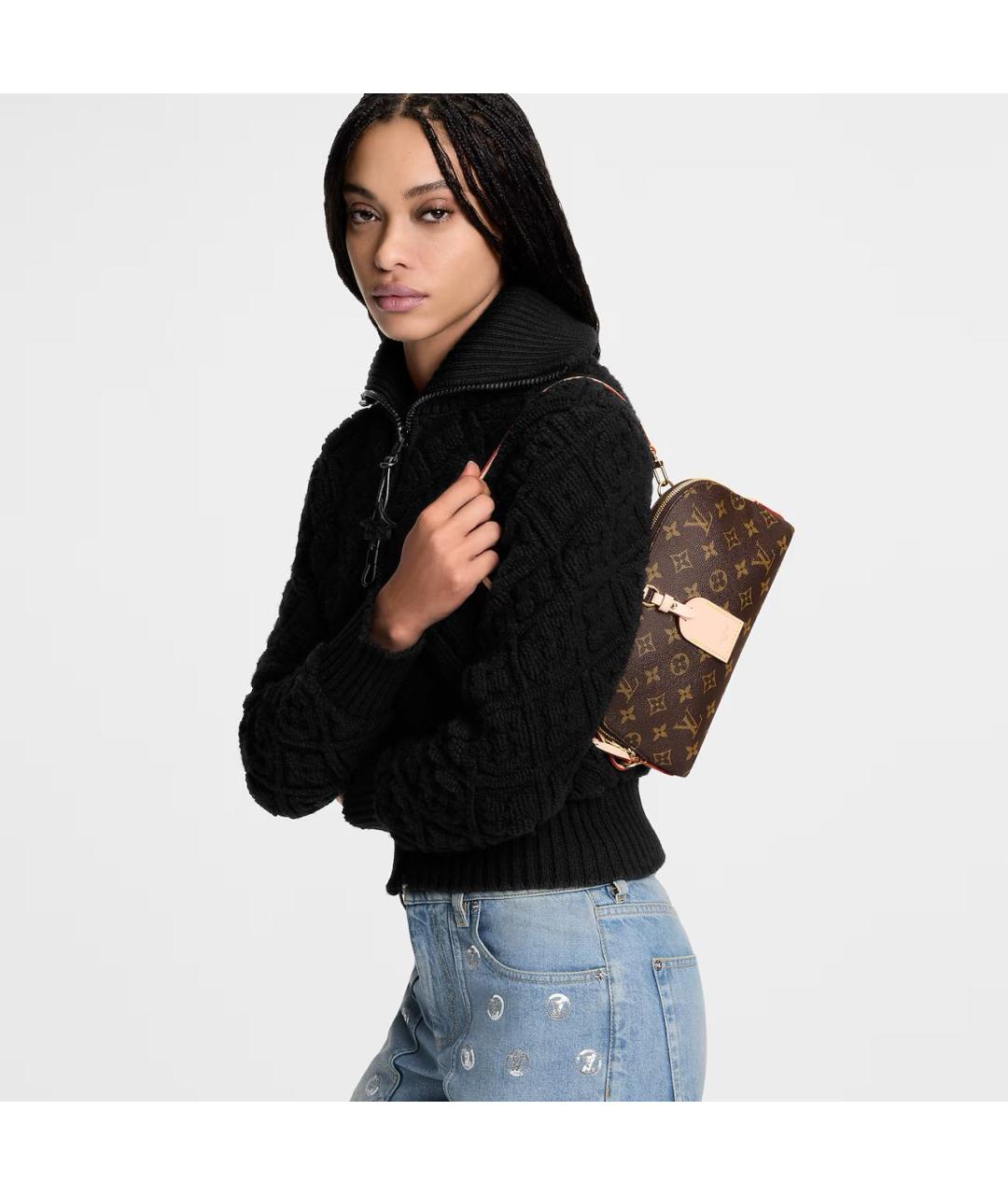 LOUIS VUITTON Коричневая кожаная сумка через плечо, фото 7