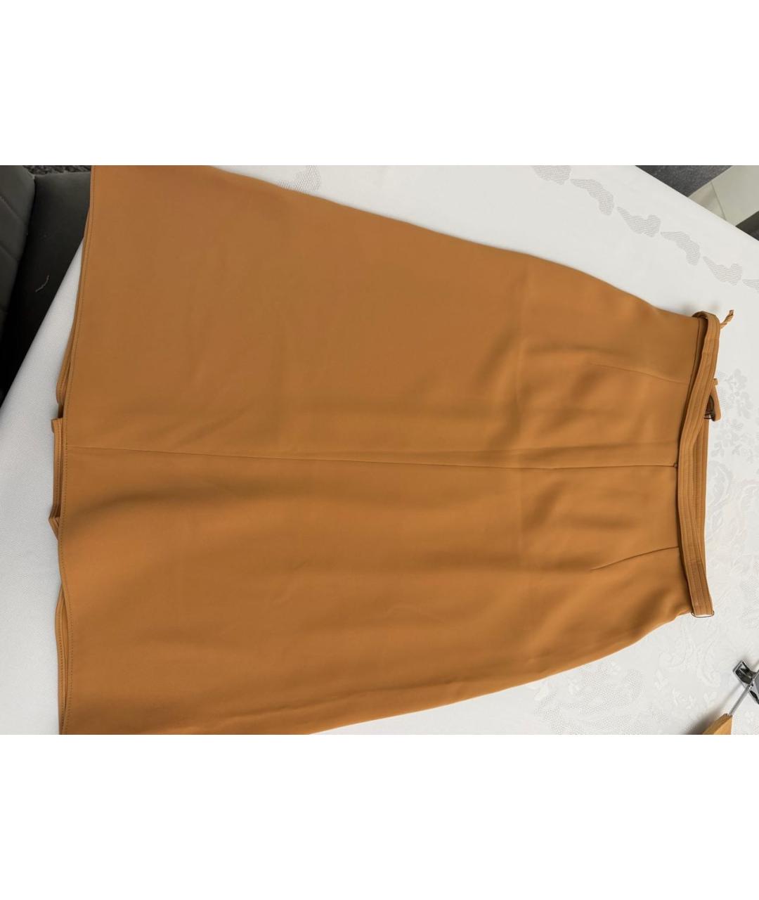 GUCCI Горчичная шелковая юбка миди, фото 3