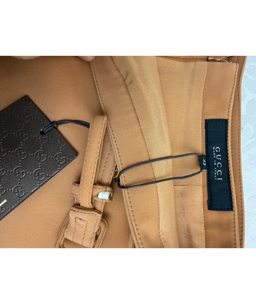 GUCCI Горчичная шелковая юбка миди, фото 2