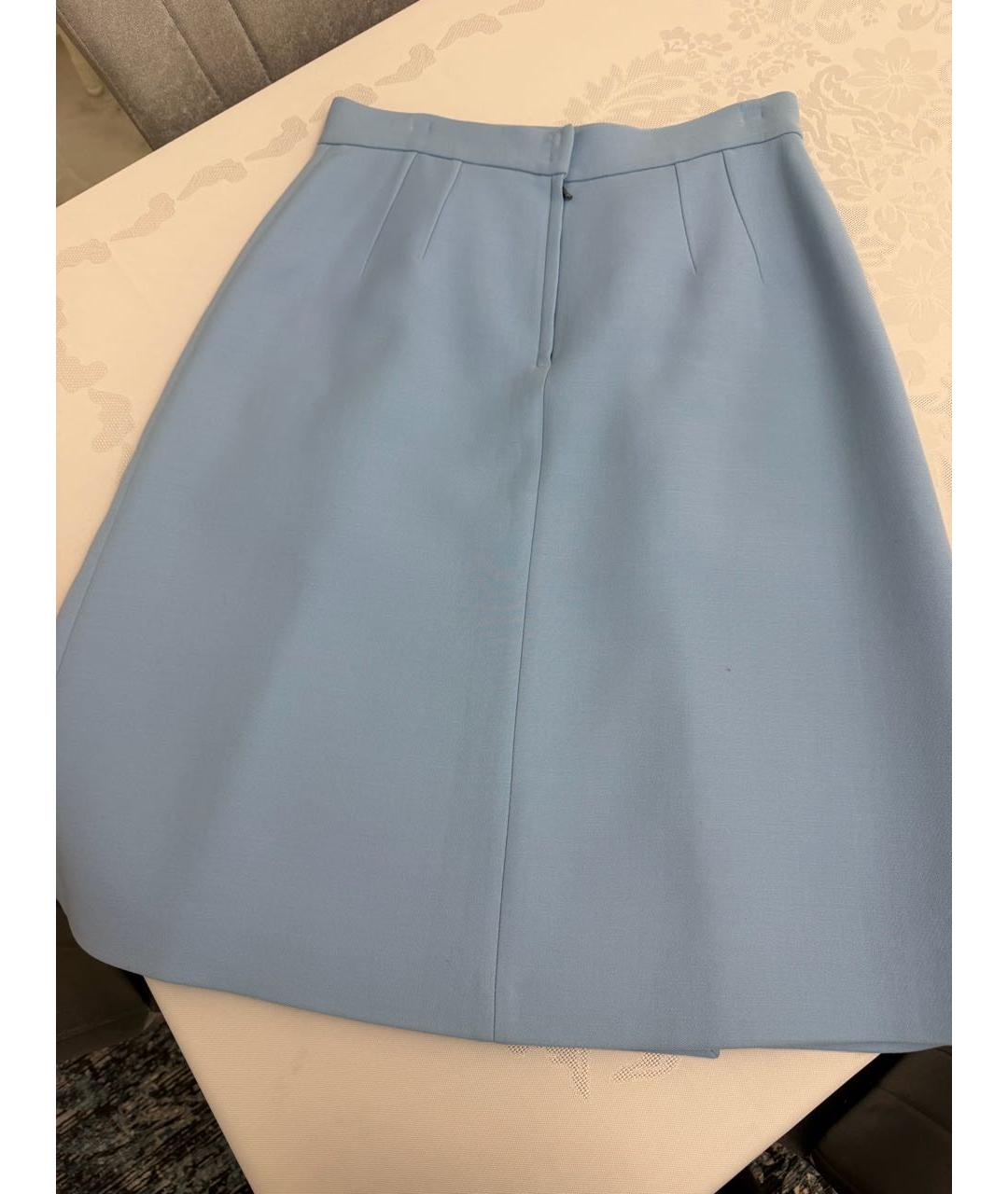 DOLCE&GABBANA Голубая шерстяная юбка миди, фото 4