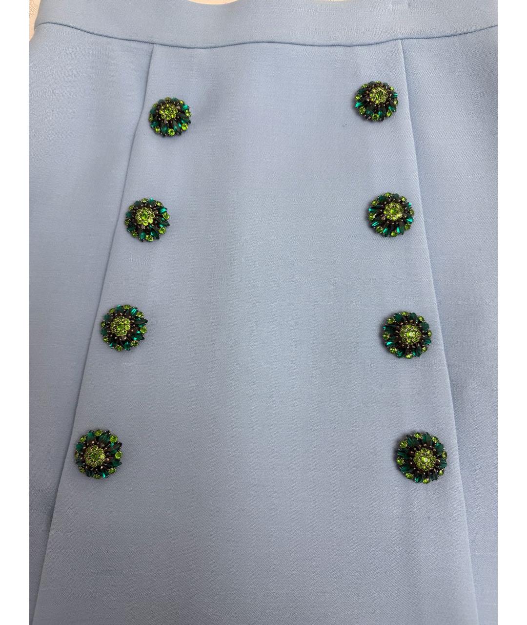 DOLCE&GABBANA Голубая шерстяная юбка миди, фото 2