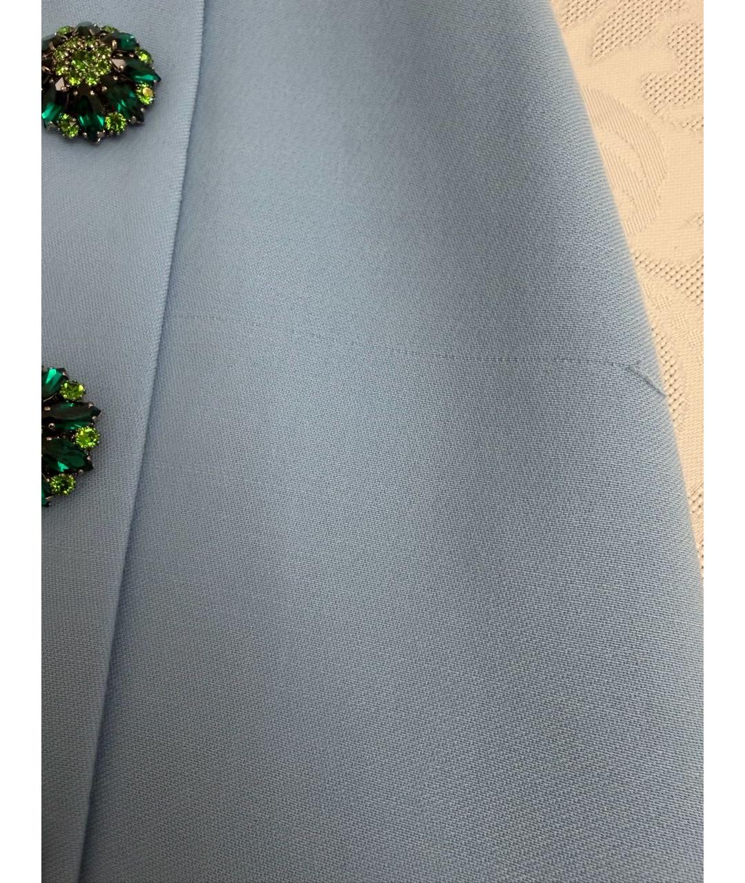 DOLCE&GABBANA Голубая шерстяная юбка миди, фото 6