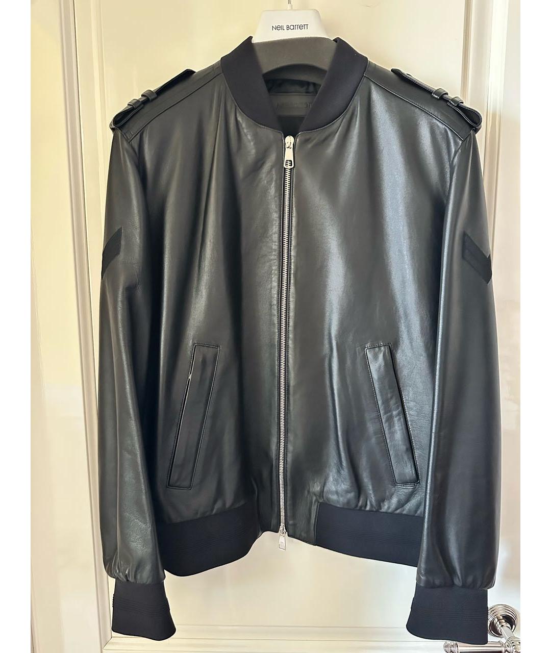 NEIL BARRETT Черная кожаная куртка, фото 8