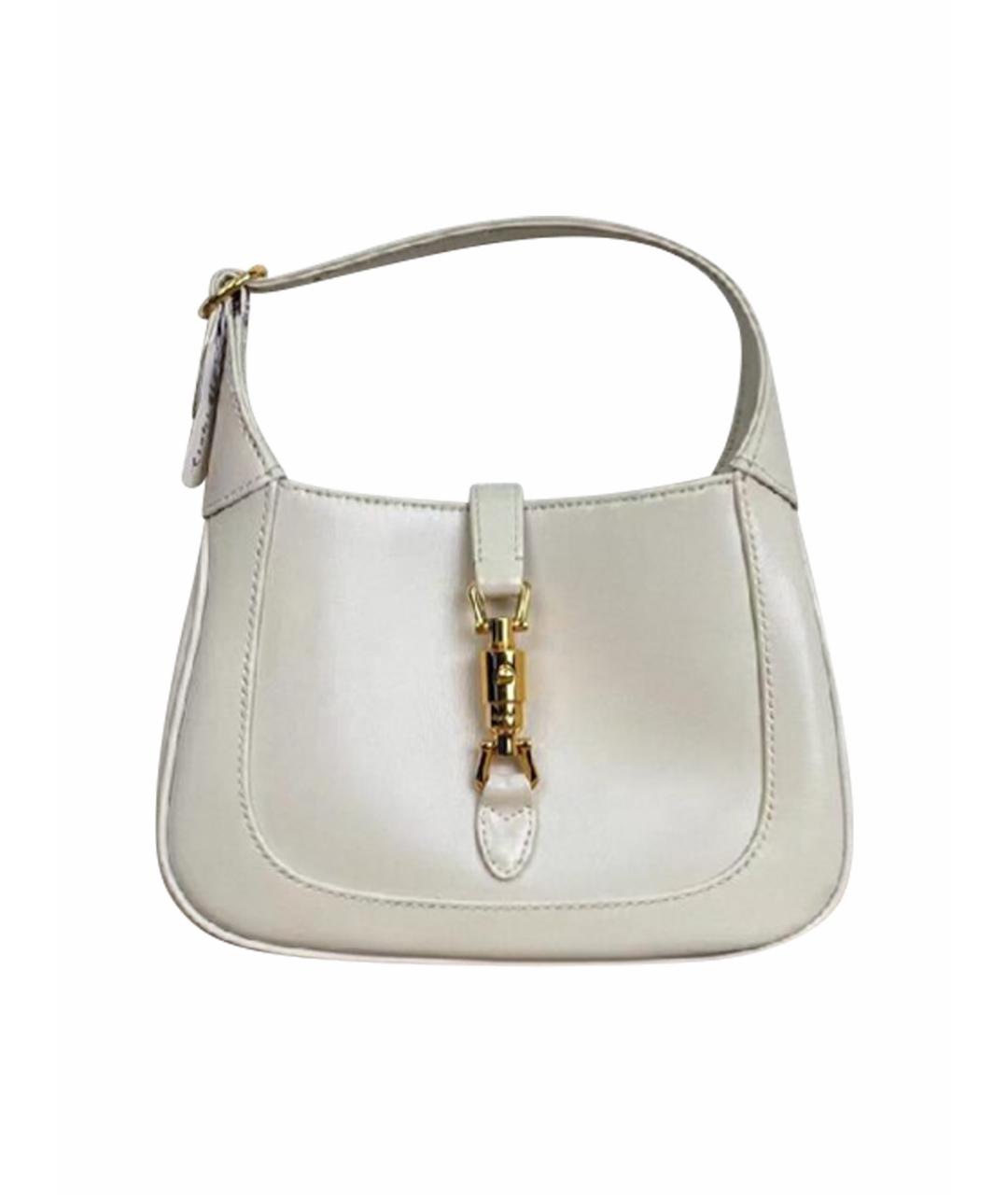 GUCCI Белая кожаная сумка с короткими ручками, фото 1