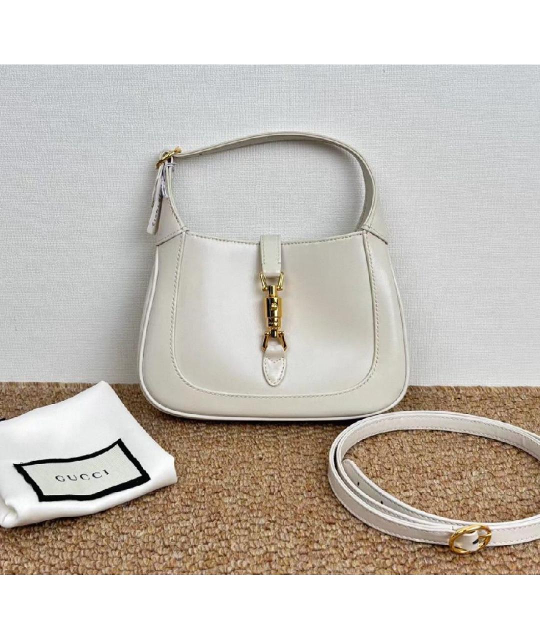 GUCCI Белая кожаная сумка с короткими ручками, фото 4