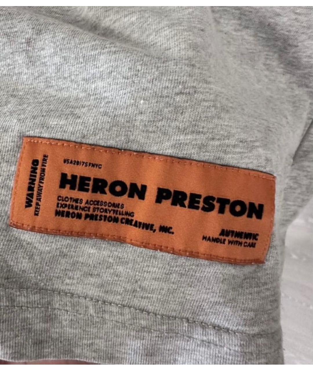 HERON PRESTON Серая хлопковая футболка, фото 5