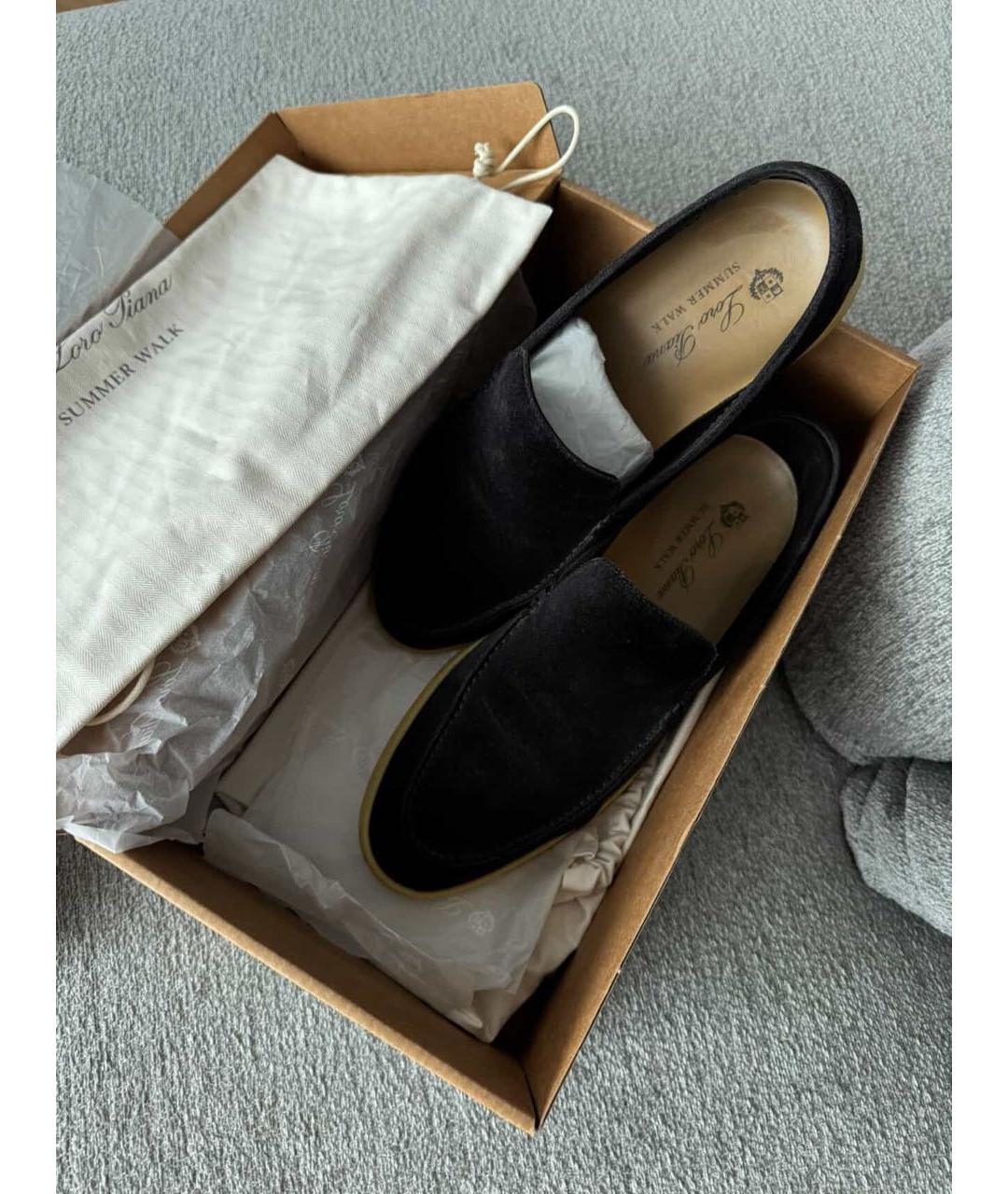 LORO PIANA Темно-синие замшевые лоферы, фото 2