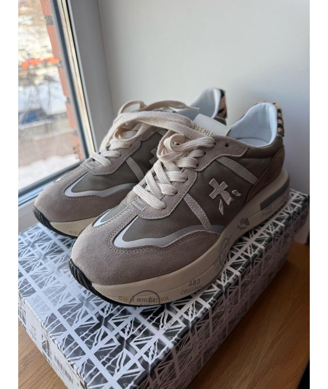 PREMIATA Бежевые замшевые кроссовки, фото 4