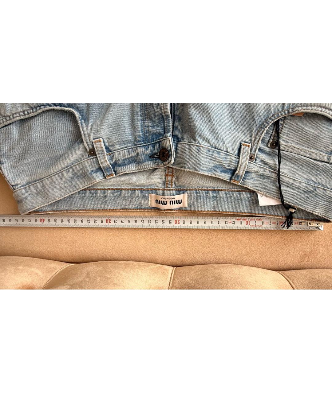 MIU MIU Голубые хлопковые джинсы слим, фото 6