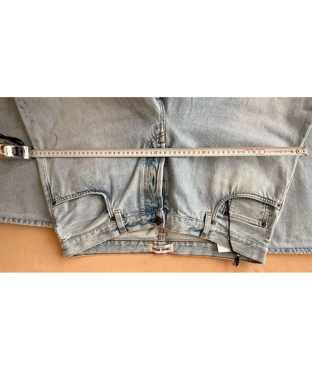 MIU MIU Голубые хлопковые джинсы слим, фото 5