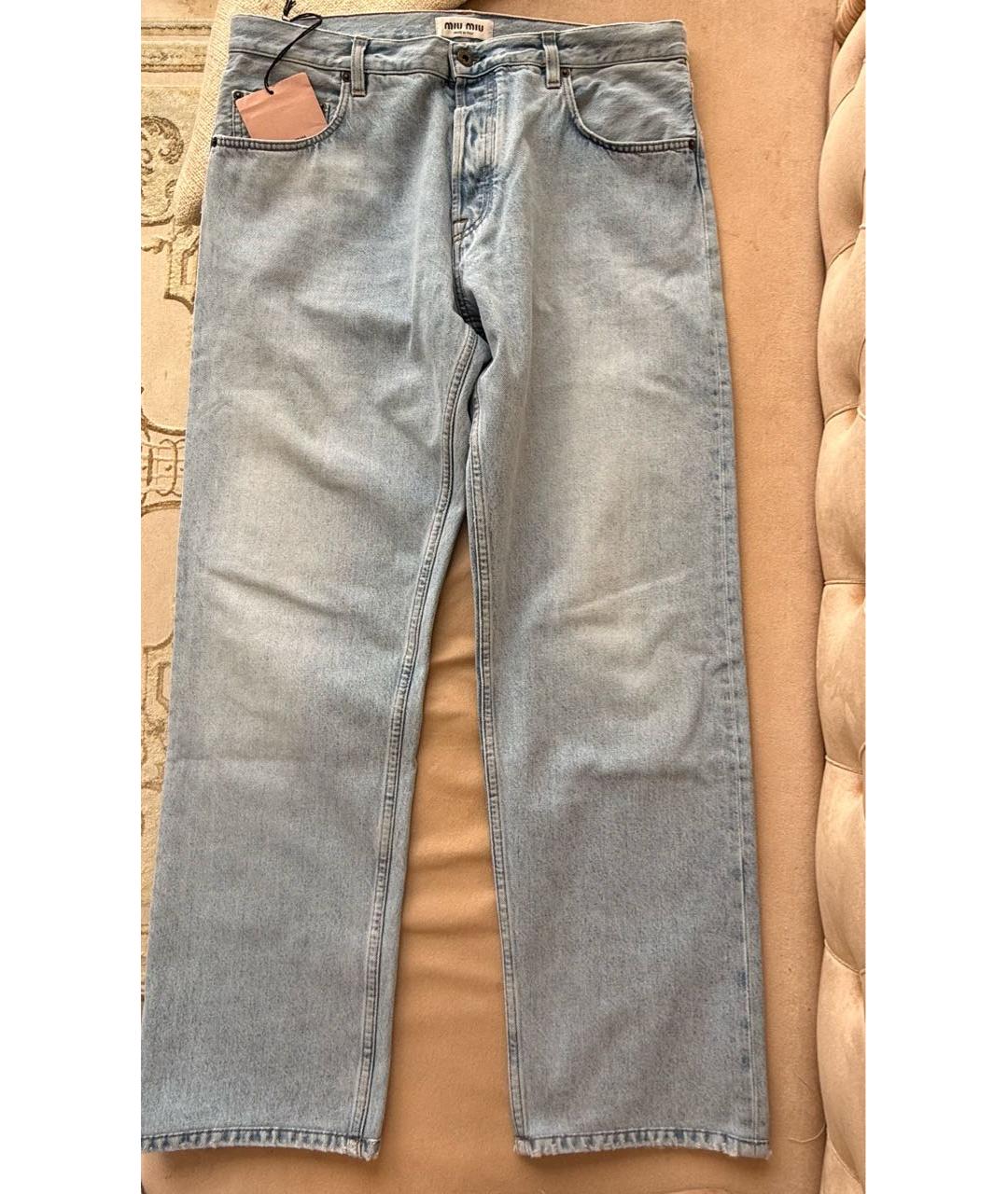MIU MIU Голубые хлопковые джинсы слим, фото 2