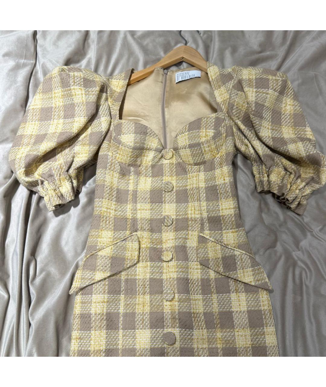 GIUSEPPE DI MORABITO Золотое шерстяное коктейльное платье, фото 5