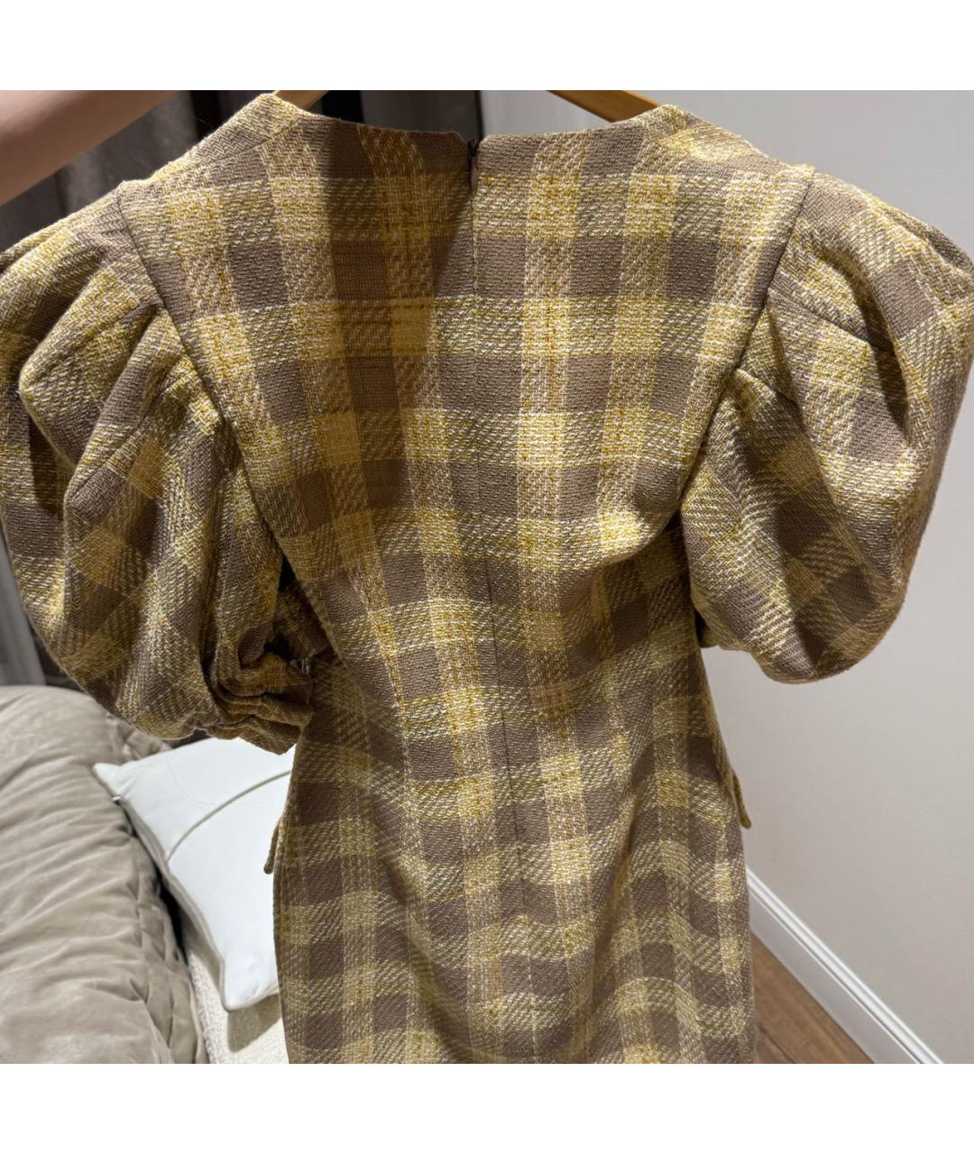GIUSEPPE DI MORABITO Золотое шерстяное коктейльное платье, фото 4