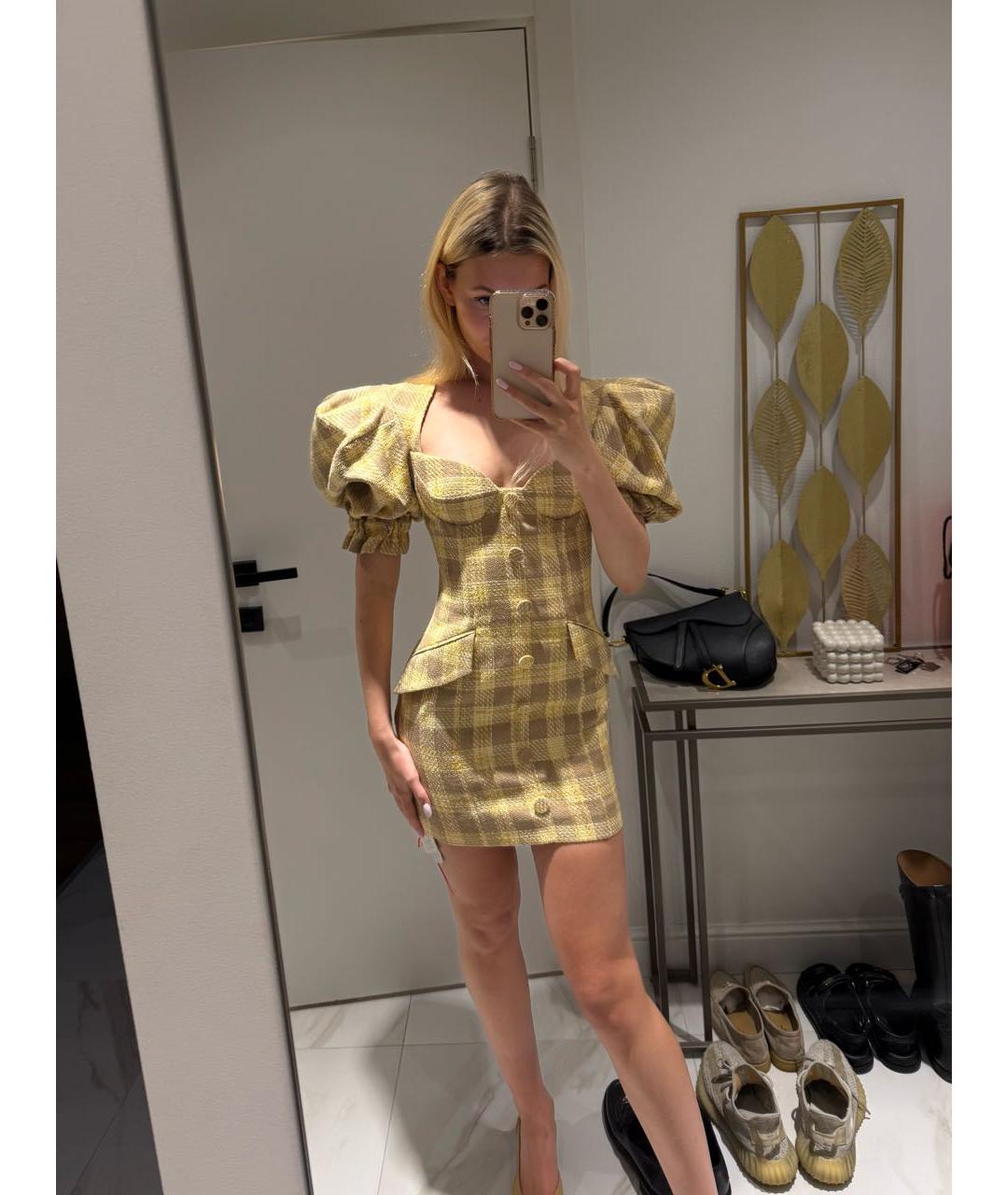 GIUSEPPE DI MORABITO Золотое шерстяное коктейльное платье, фото 2