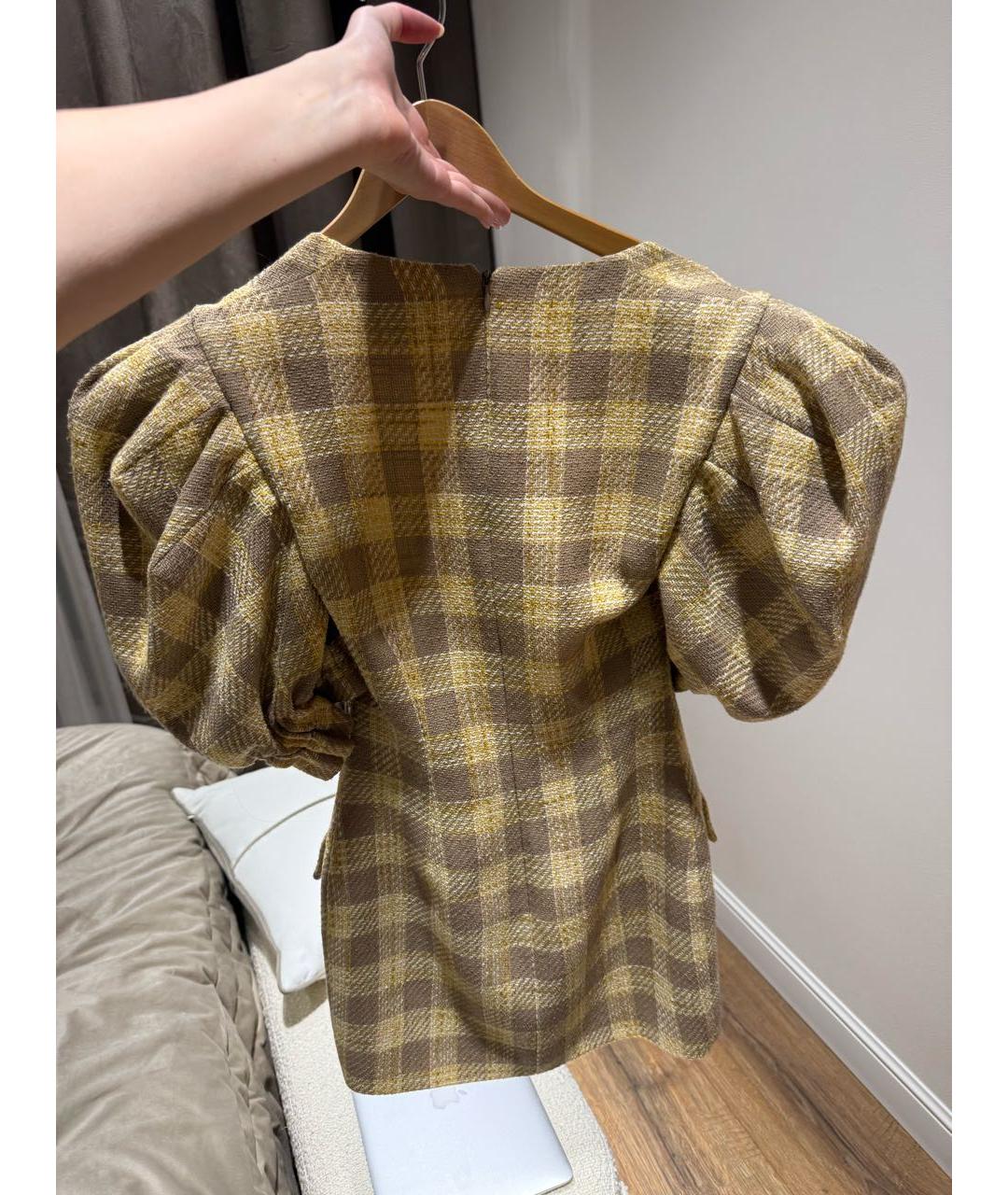 GIUSEPPE DI MORABITO Золотое шерстяное коктейльное платье, фото 3