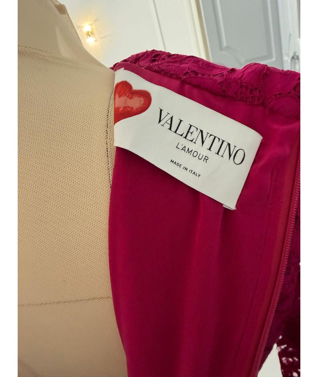 VALENTINO Фуксия кружевное вечернее платье, фото 4