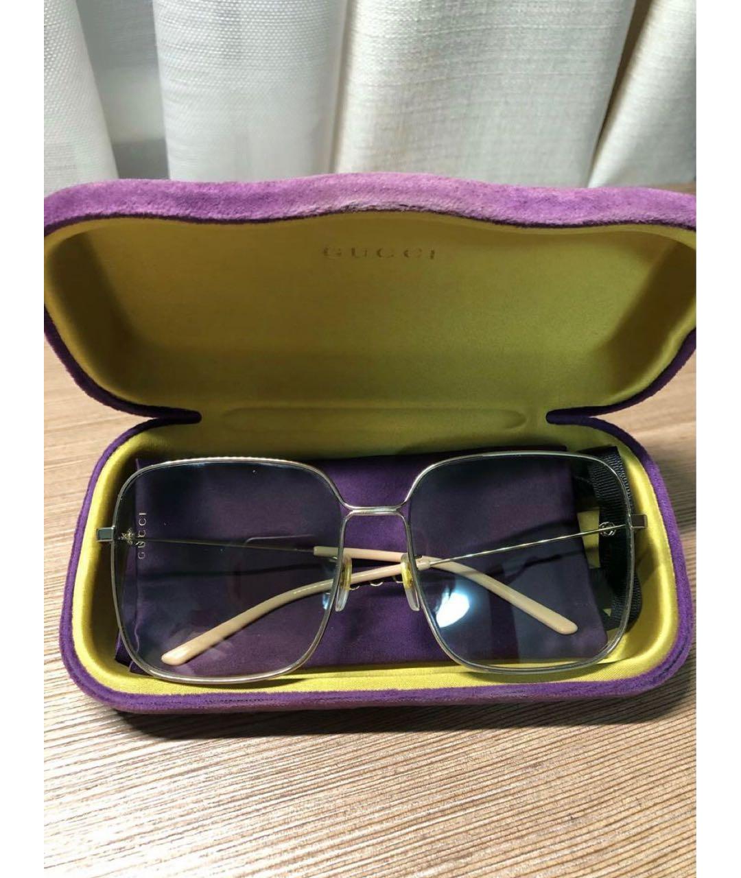 GUCCI Бирюзовые металлические солнцезащитные очки, фото 5