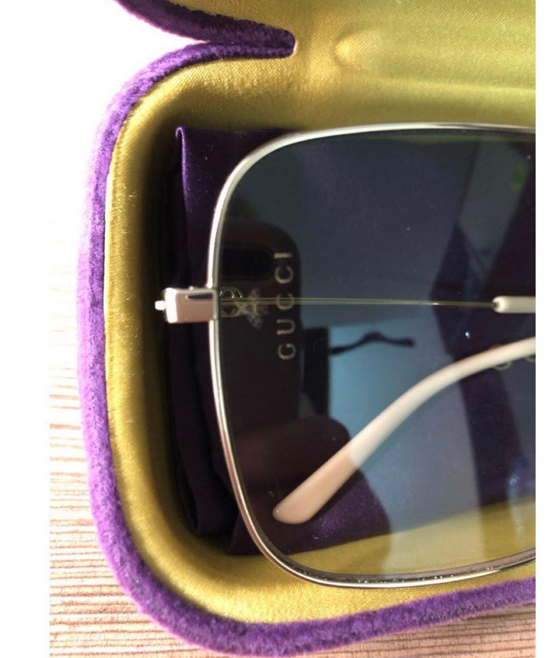 GUCCI Бирюзовые металлические солнцезащитные очки, фото 6