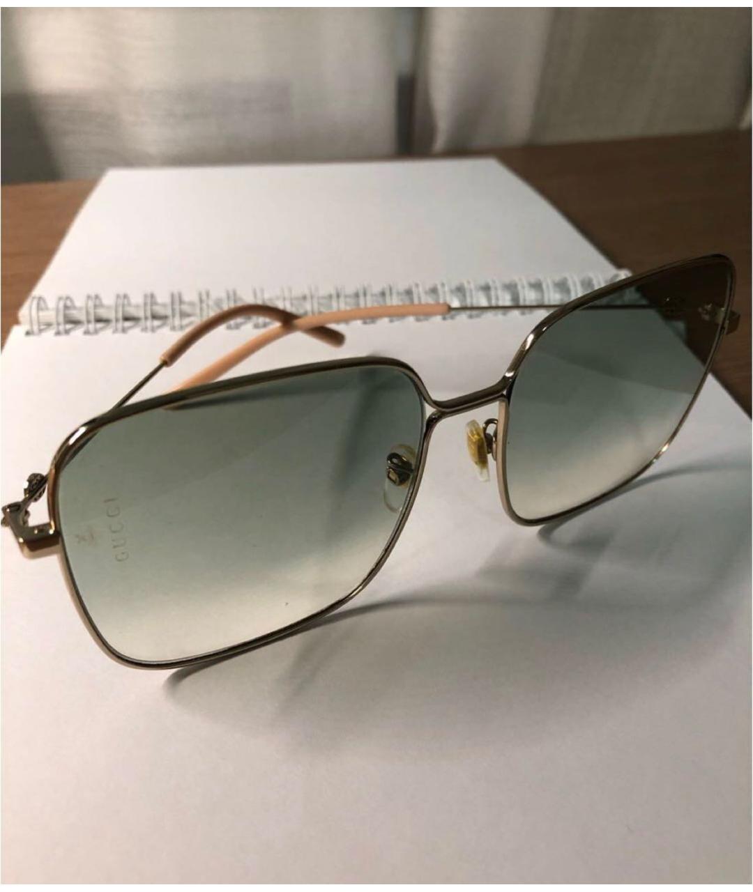 GUCCI Бирюзовые металлические солнцезащитные очки, фото 8