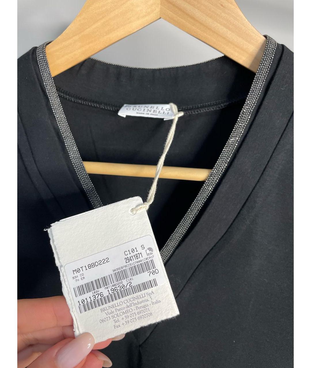 BRUNELLO CUCINELLI Черная хлопковая футболка, фото 4