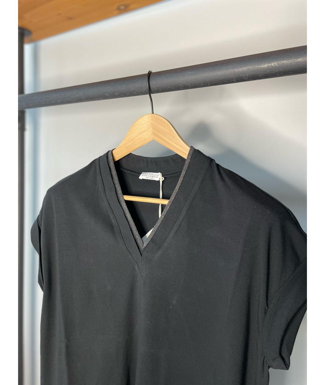 BRUNELLO CUCINELLI Черная хлопковая футболка, фото 3